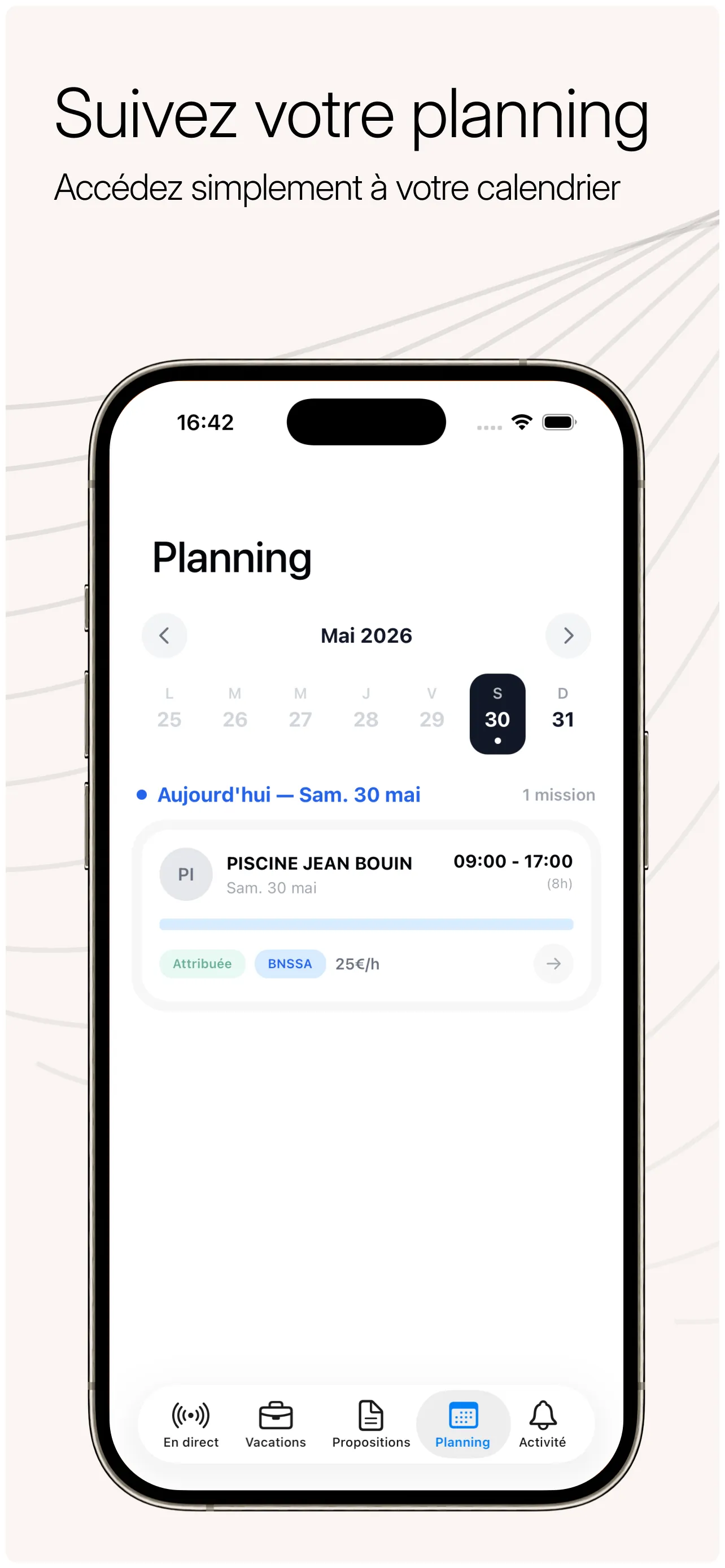Votre planning et votre calendrier